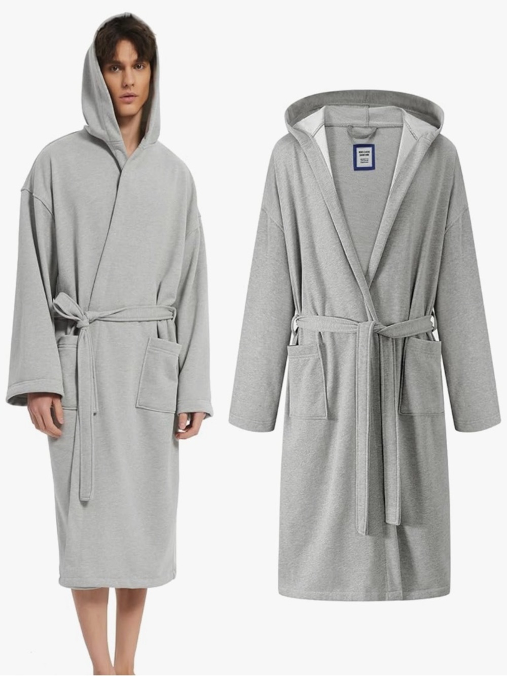 UNISEX HOODED BATHROBE SWEATSHIRT MATERIAL fleece lining Mothers Day gift sporty